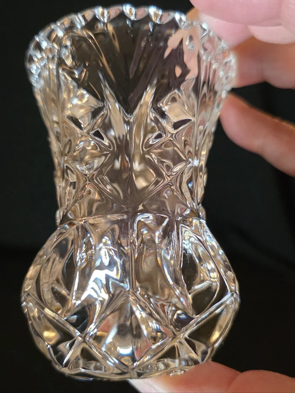 Vintage Kristal Zajecar Yugoslavia 24% Lead Crystal Mini Vases Pair 4.25